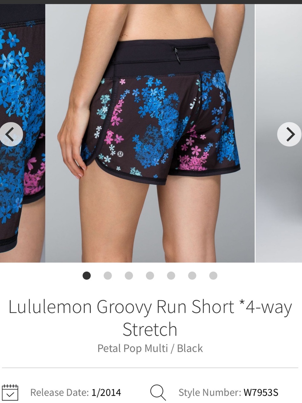 lululemon sz 8 Groovy Run Petal Pop Multi and Black Shorts vintage 2014
